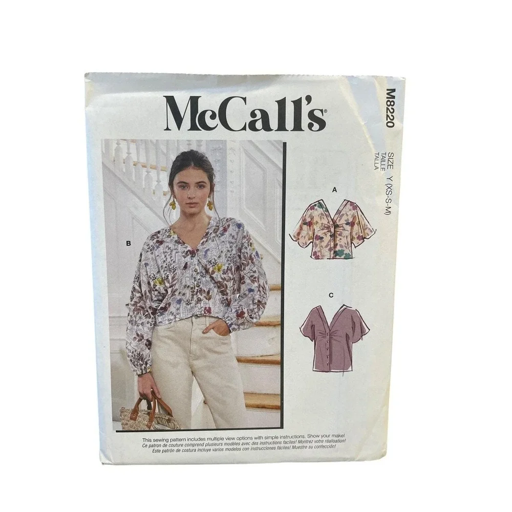 McCall's M8220 Misses' Top & Mask Y(XS-S-M) Modern Easy Sewing Pattern